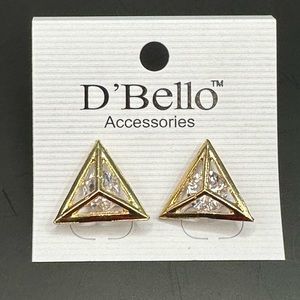 NEW!! D’Bello Triangle Gold-Tone Earrings